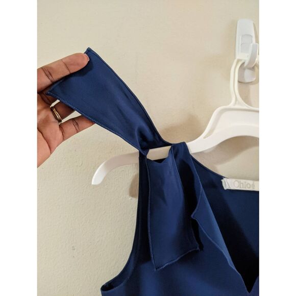 Chloé V-Neck Tie Strap Blouse Women’s Size Small Blue Designer Sleeveless Top - Picture 10 of 13